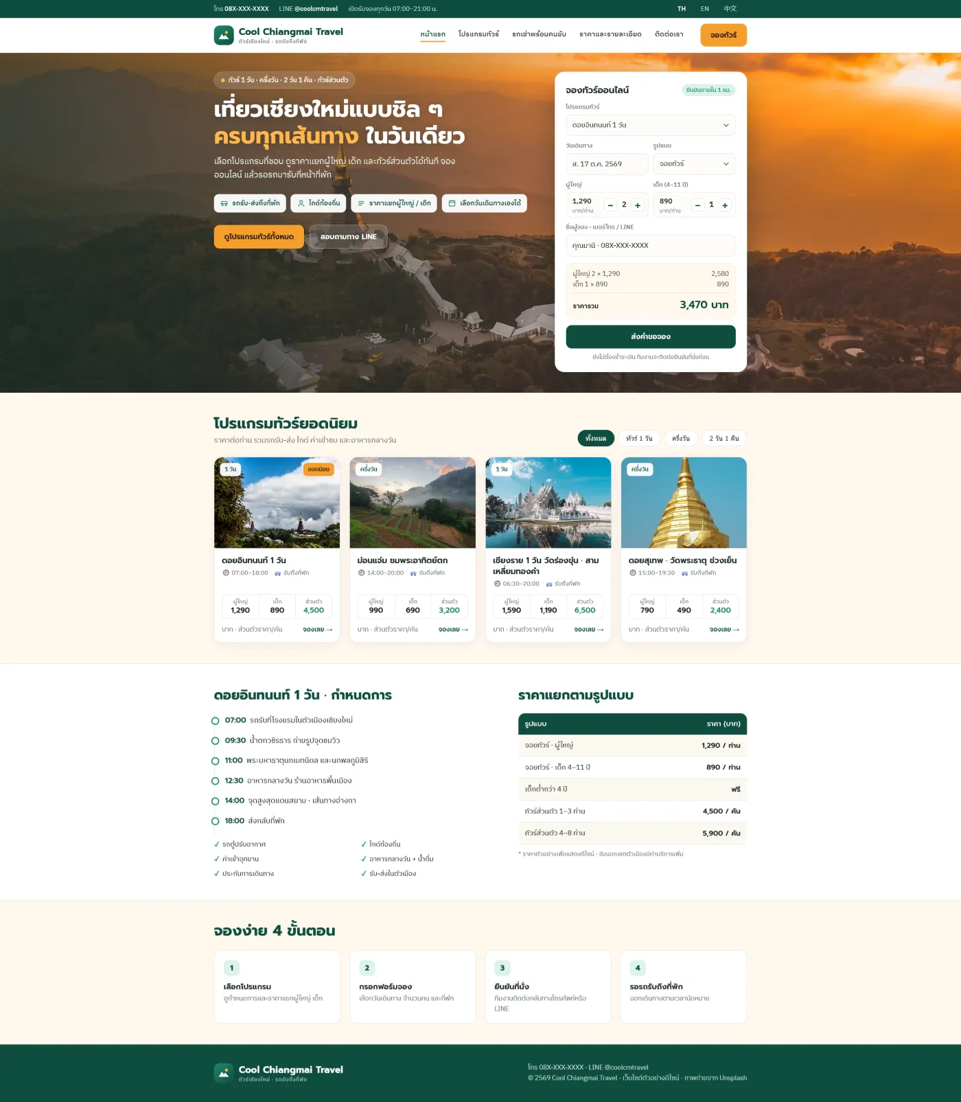 Cool Chiangmai Travel — ระบบโปรแกรมทัวร์ แยกราคา พร้อมฟอร์มจอง